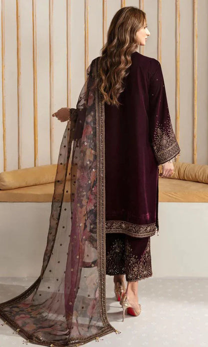 Jazmin  Velvet Embroidered Three Piece JZ-22