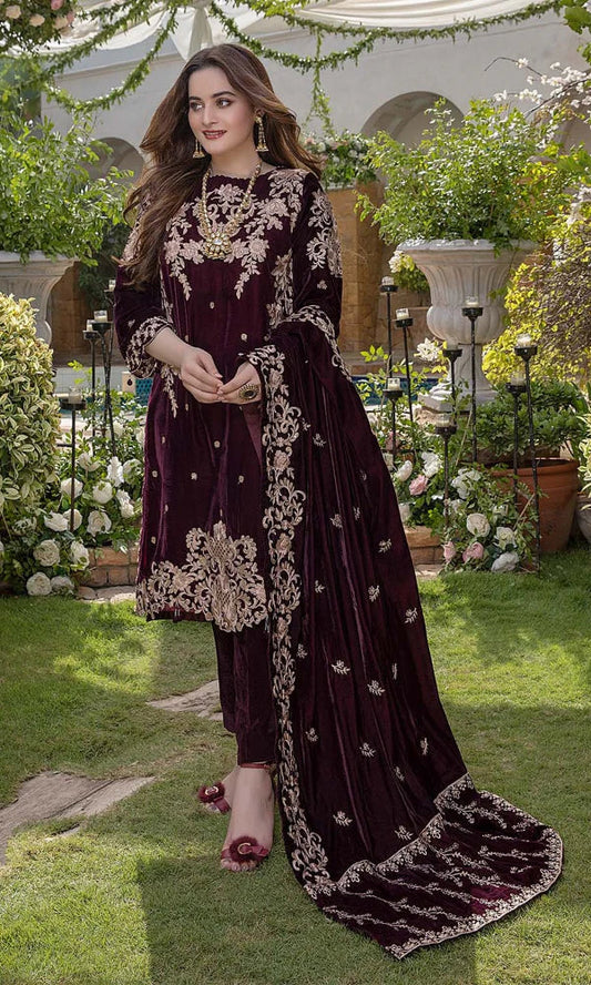 ZC-111 Velvet Embroidered 3pc