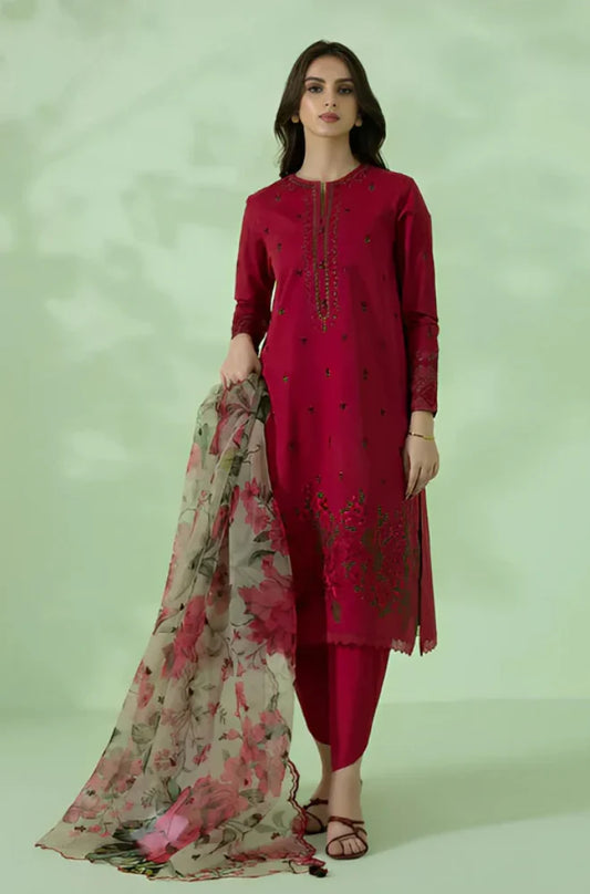 Sapphire - 3PC Lawn Embroidered Suit - ZC 715