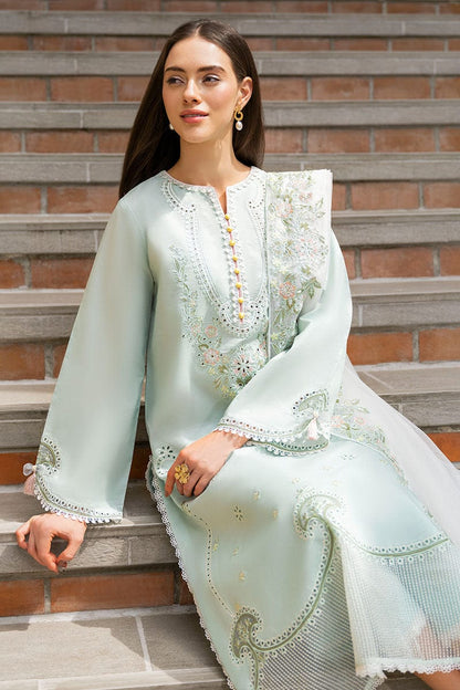 Summer Unstitched 3PCs Embrioidered Lawn Suit With Organza Embroidered Dupatta SR-177