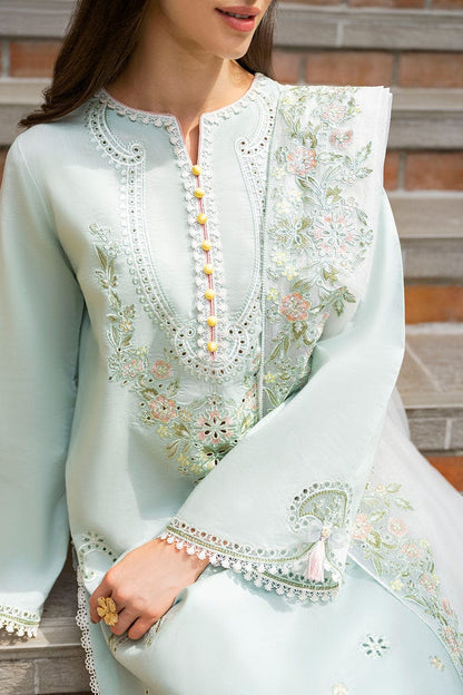 Summer Unstitched 3PCs Embrioidered Lawn Suit With Organza Embroidered Dupatta SR-177