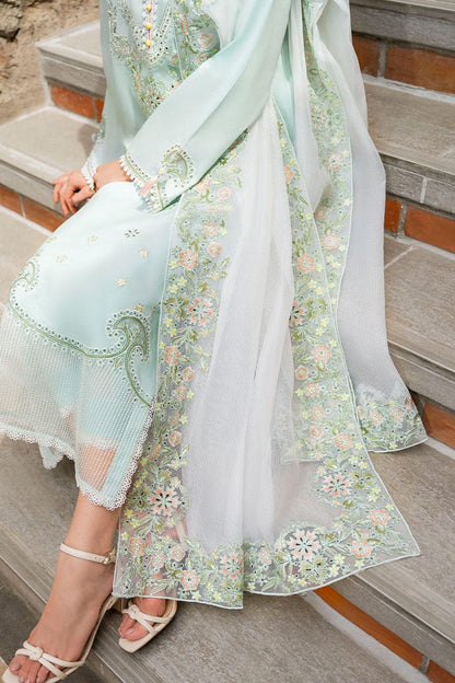 Summer Unstitched 3PCs Embrioidered Lawn Suit With Organza Embroidered Dupatta SR-177