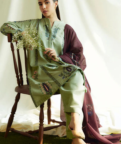 Zarashahjhan Embroidered Dhanak Three Piece COCO-03