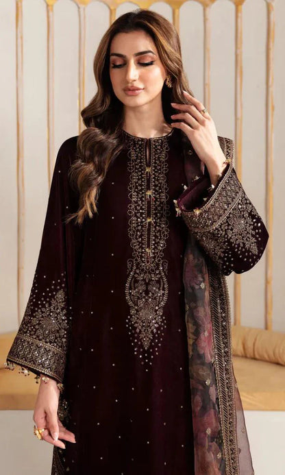 Jazmin  Velvet Embroidered Three Piece JZ-22