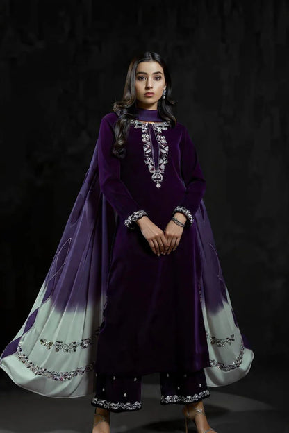 ZC-16 A Embroidered Velvet Three piece velvet Collection