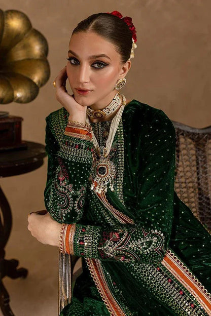 Ansub jahangir Velvet Embroiderd Three Piece AJ-001 [GREEN]