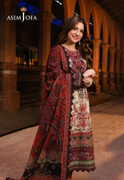 Asim Jofa D-804 Printed three piece suit