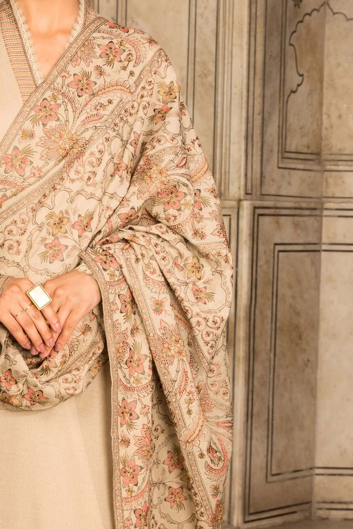 Bareeze FCC-199 Skin Embroidered Dhanak Three Piece Winter Collection