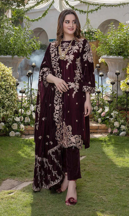 ZC-111 Velvet Embroidered 3pc