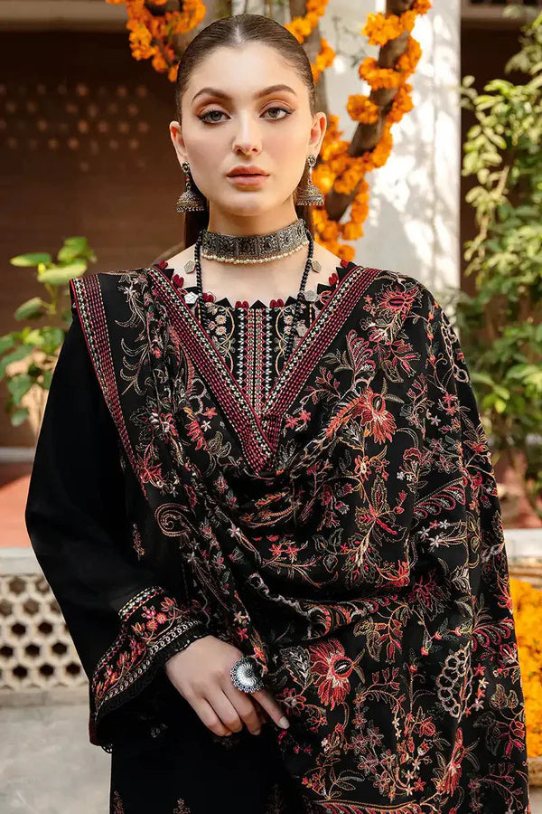 Bareeze D 349 Black Embroidered Three Piece Dahank Collection