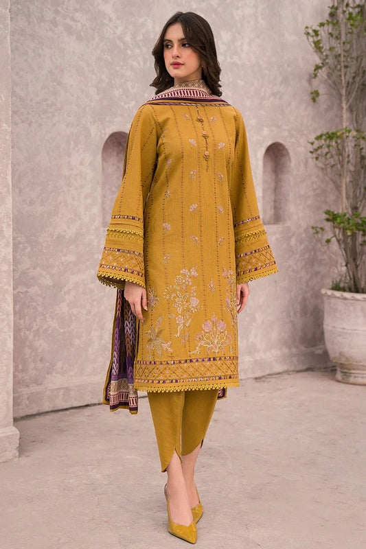 JAZMIN-3PC-LAWN EMBROIDERED SHIRT WITH MANNAR PRINT DUPATTA AND TROUSER-3509