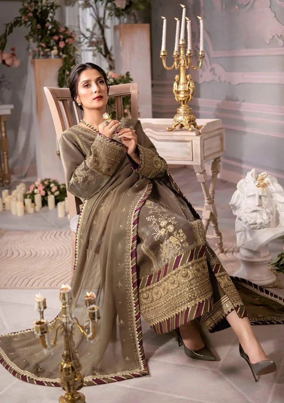 Maria-B Velevet Embroidered Three Piece MB-1017