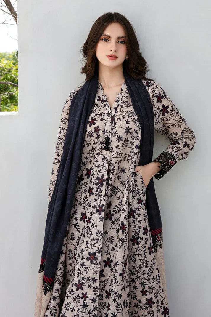 Baroque D-800 Khaddar Printed three piece