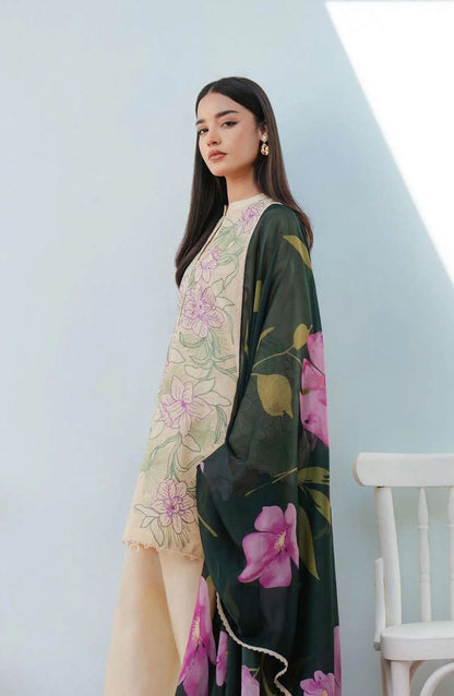 Coco By Zara Shahjahan Embroidered Lawn Unstitched 3 Piece Suit - D-01 B Bloom - ZS25CL - Peach - Summer Collection