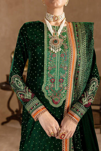 Ansub jahangir Velvet Embroiderd Three Piece AJ-001 [GREEN]