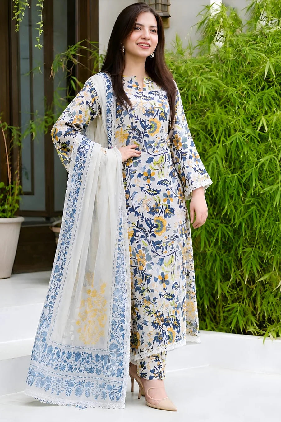 Syra 3 Piece - Printed Lawn Suit | D - 349