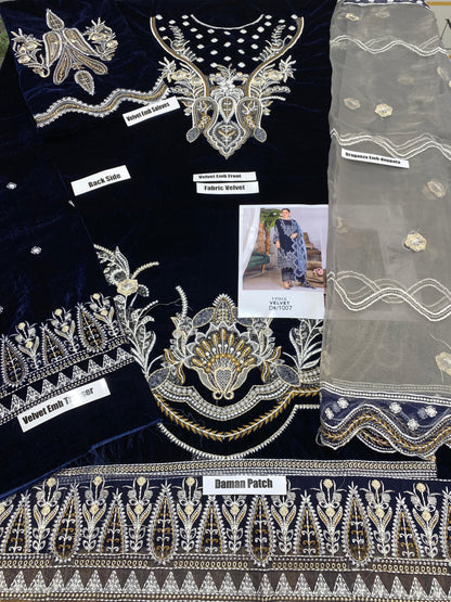 Cross Stitch Velvet Embroiderd Three Piece CS-738