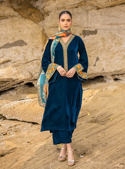 Zainab Chottani Velvet Embroiderd Three Piece ZC-740