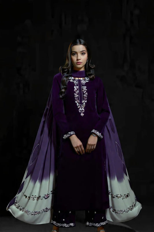 ZC-16 A Embroidered Velvet Three piece velvet Collection