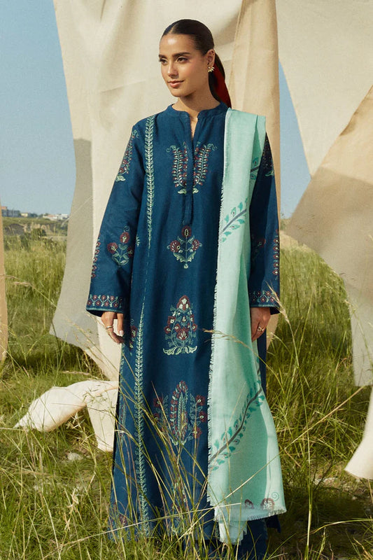 Zarashahjhan Embroidered Dhanak Three Piece COCO-801