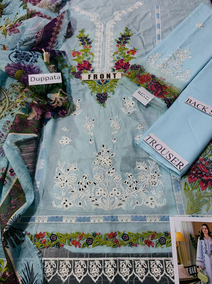 Qalamkar Chikenkari Embroidered Dahank Three Piece QL-1028