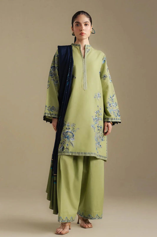 Coco Embroidered Dhanak Three Piece D-228