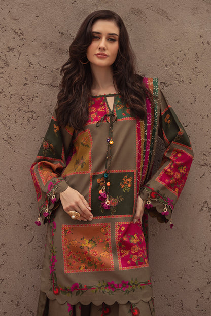 Baroque D-187 Khaddar Printed three piece