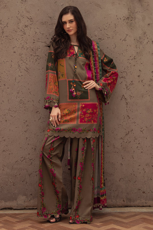 Baroque D-187 Khaddar Printed three piece