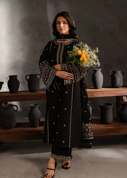 Batik Embroidered Dahank Three Piece BT-204 Black