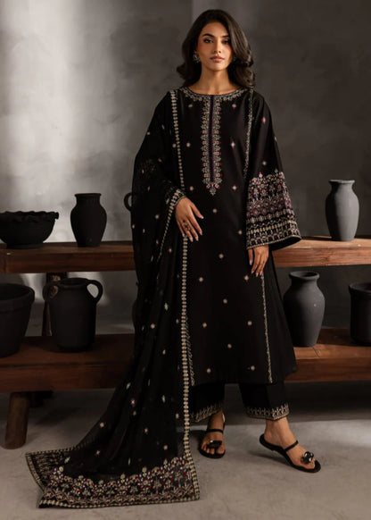 Batik Embroidered Dahank Three Piece BT-204 Black