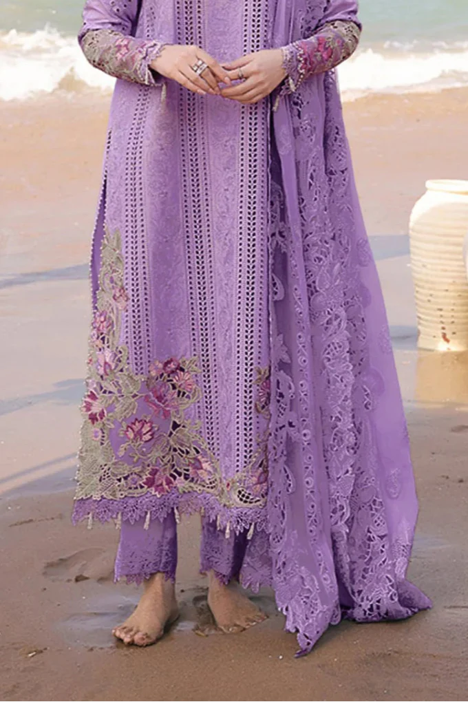Ally'S Lawn Chiken-kari Embroiderd Three Piece Al-589