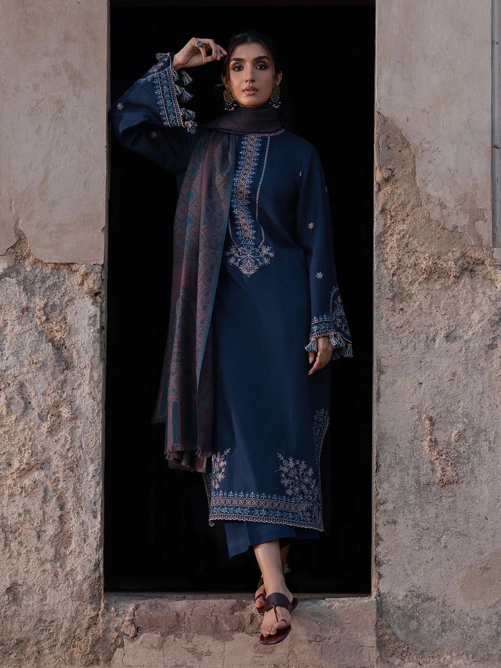 Izel Embroidered Dhanak Three Piece IZL-84
