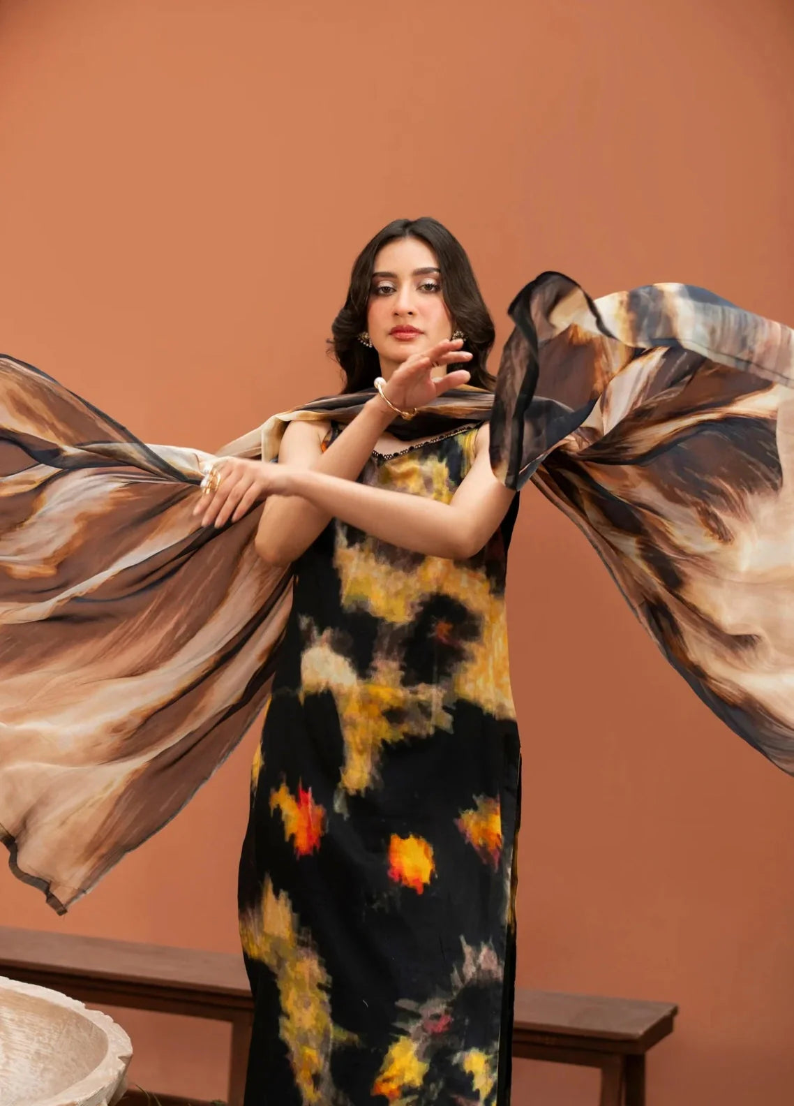 fcc-838 Printed Airjet Viscous Silk Three Piece