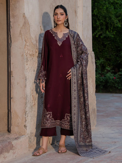 Izel Embroidered Dhanak Three Piece IZL-16
