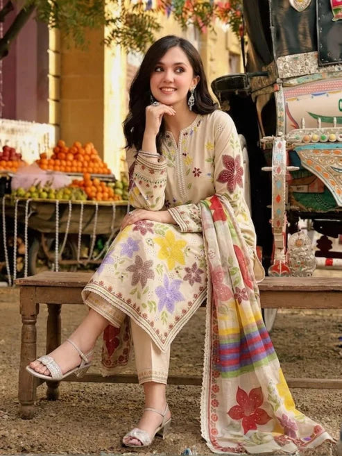 Aneelas Embroidered lawn Three Piece AN-11
