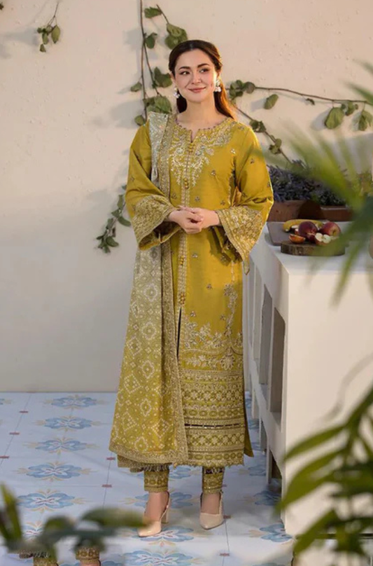 Allys Official Lawn-3PC Embroidered Shirt with Digital Printed Jacquard Dupatta AL-998