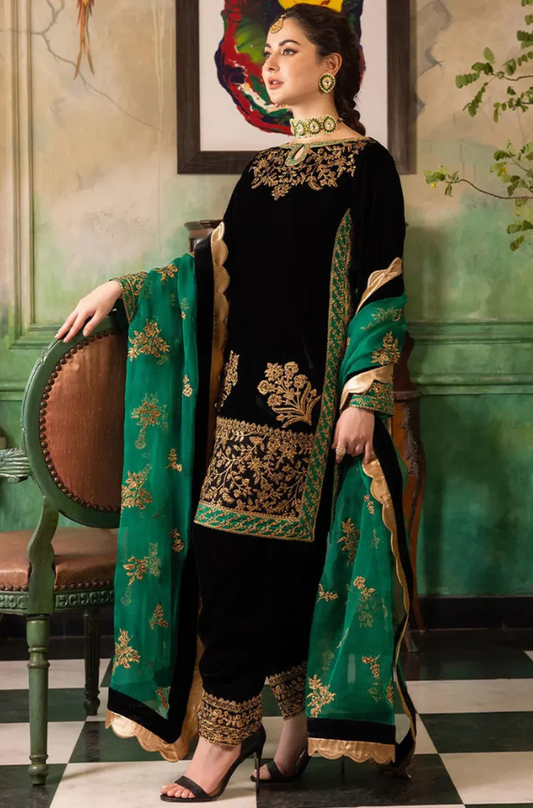 Zainab Chottani - 3PC Velvet Embroidered Suit ZC-009
