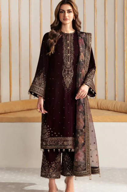 Jazmin  Velvet Embroidered Three Piece JZ-22