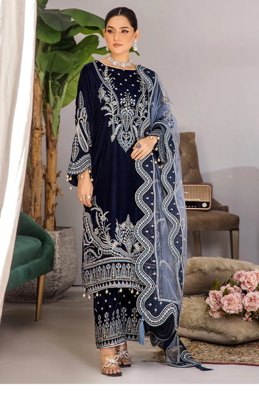 Cross Stitch Velvet Embroiderd Three Piece CS-738