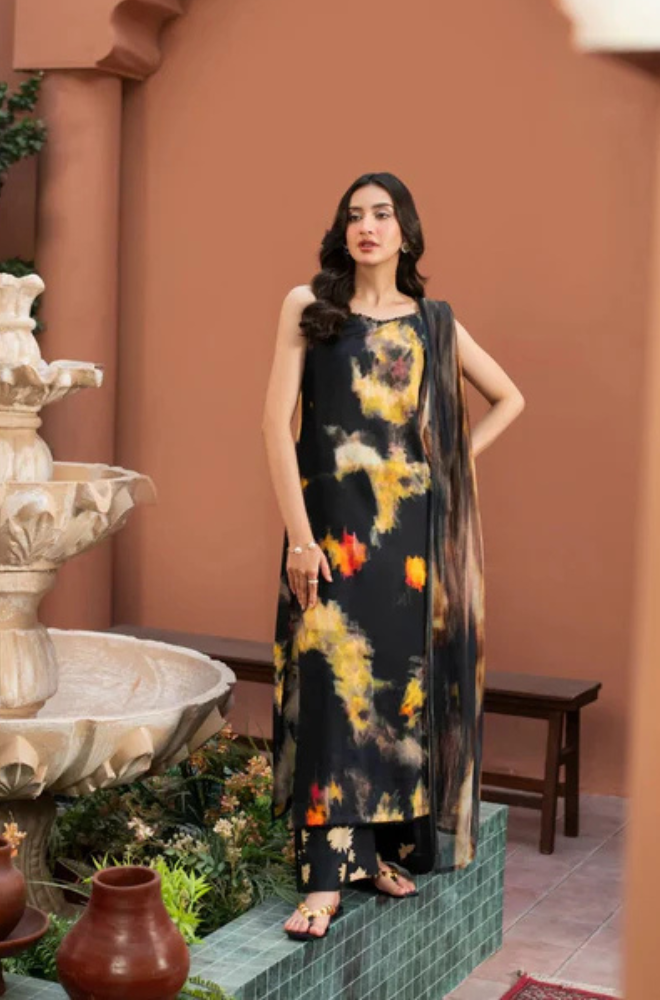 fcc-838 Printed Airjet Viscous Silk Three Piece