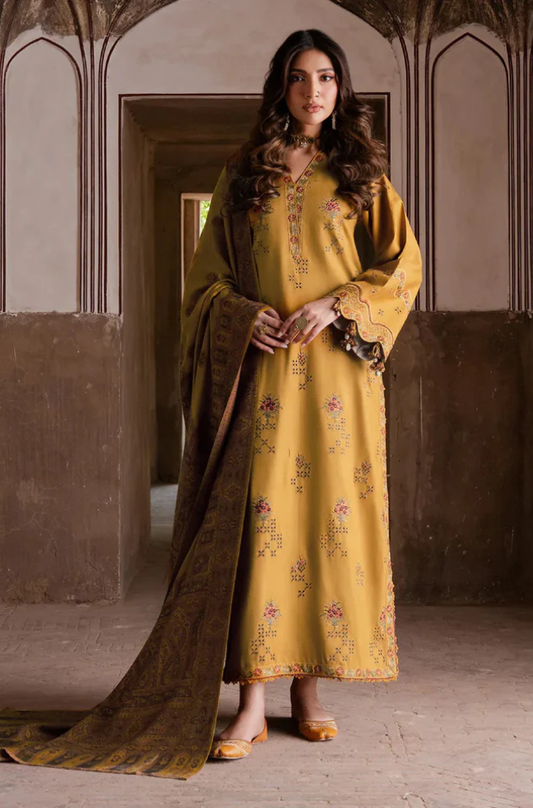 Izel Chikenkari Embroidered Dhanak Three Piece D-999
