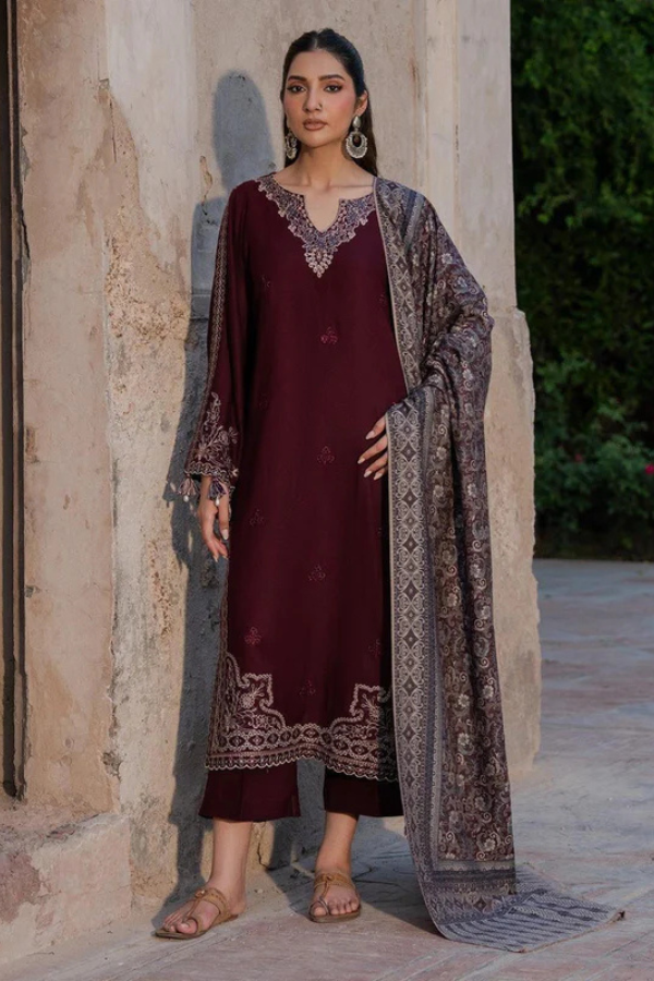 Izel Embroidered Dhanak Three Piece IZL-16