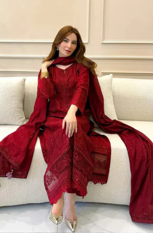 Zunaisha"s Embroidered Dahank Three Piece ZC-123