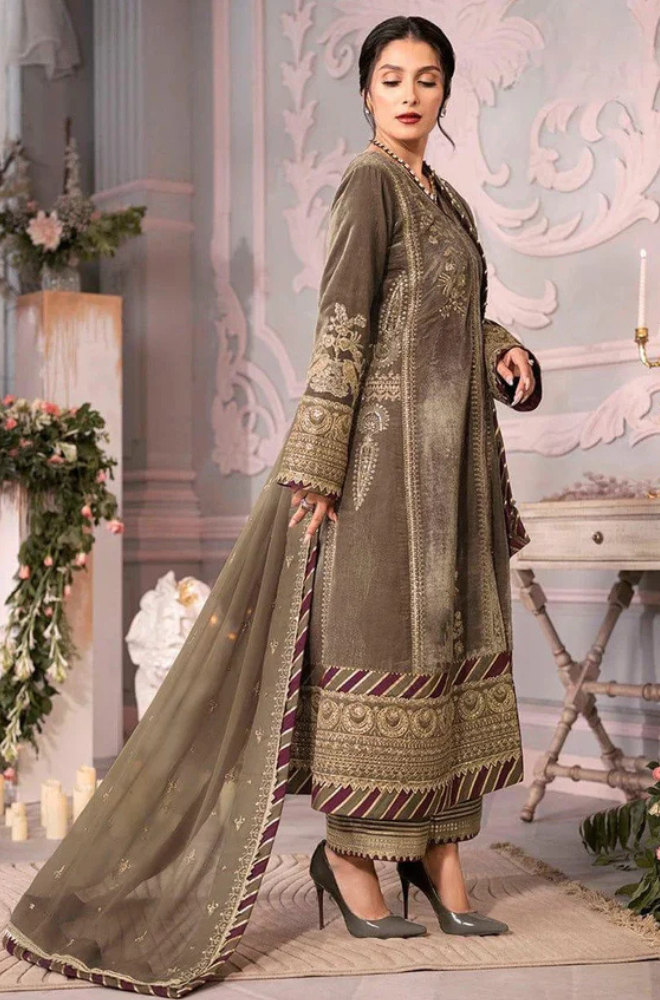 Maria-B Velevet Embroidered Three Piece MB-1017