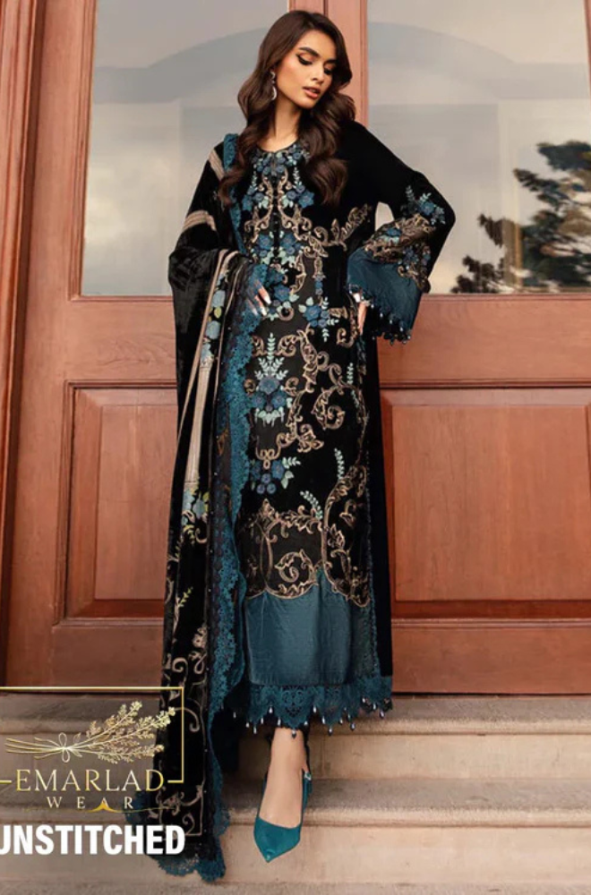 Maria-B Velevet Embroidered Three Piece MB-1016