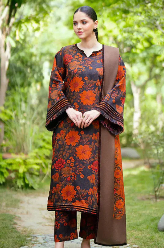 Baroque D-791 Khaddar Printed three piece