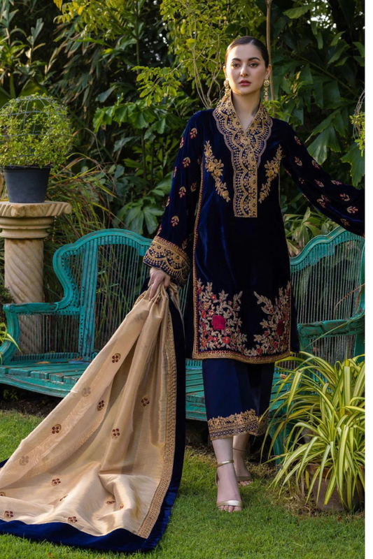 Zainab Chottani Velvet Embroiderd Three Piece ZC-737