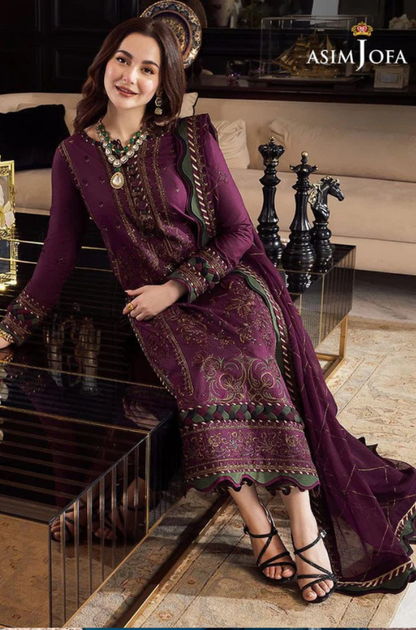 Asim jofa Chikenk-Kari Embroidered Three Piece AJ-122