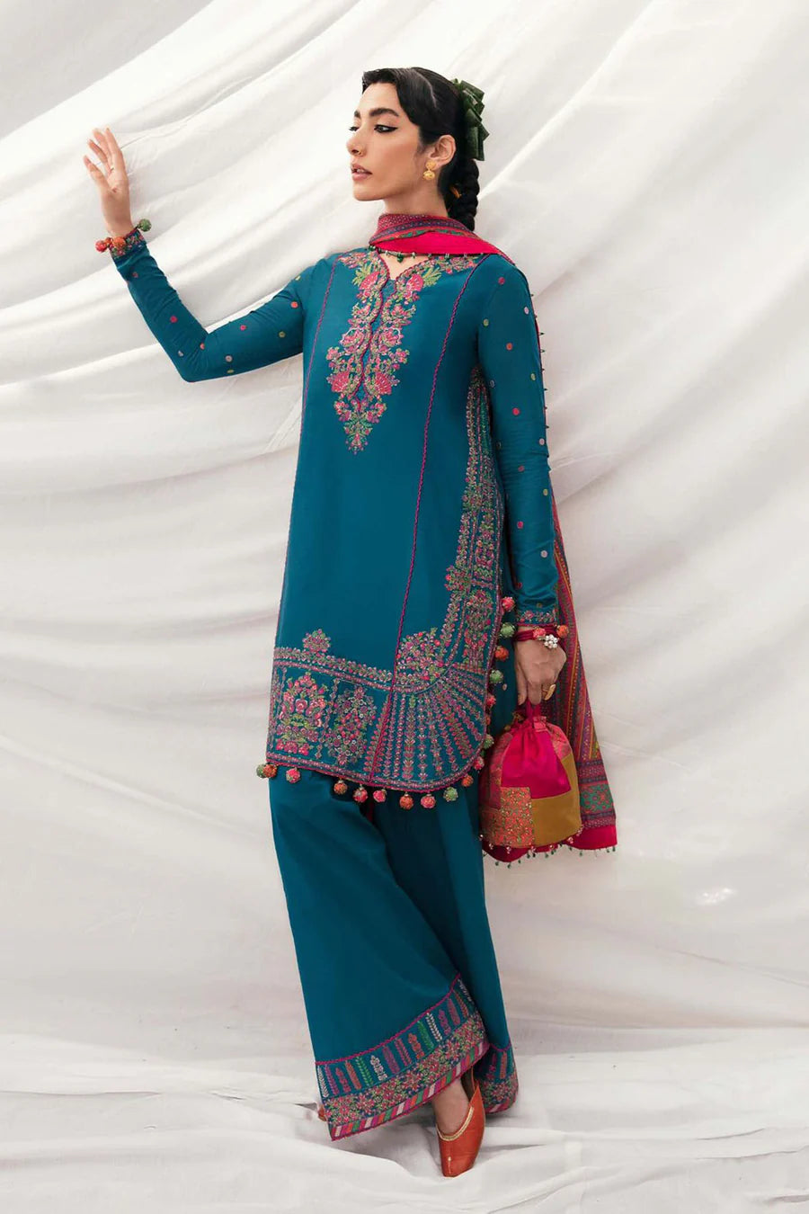 Hussain Rehar 3pc Dahank Embroidered Suit B-01