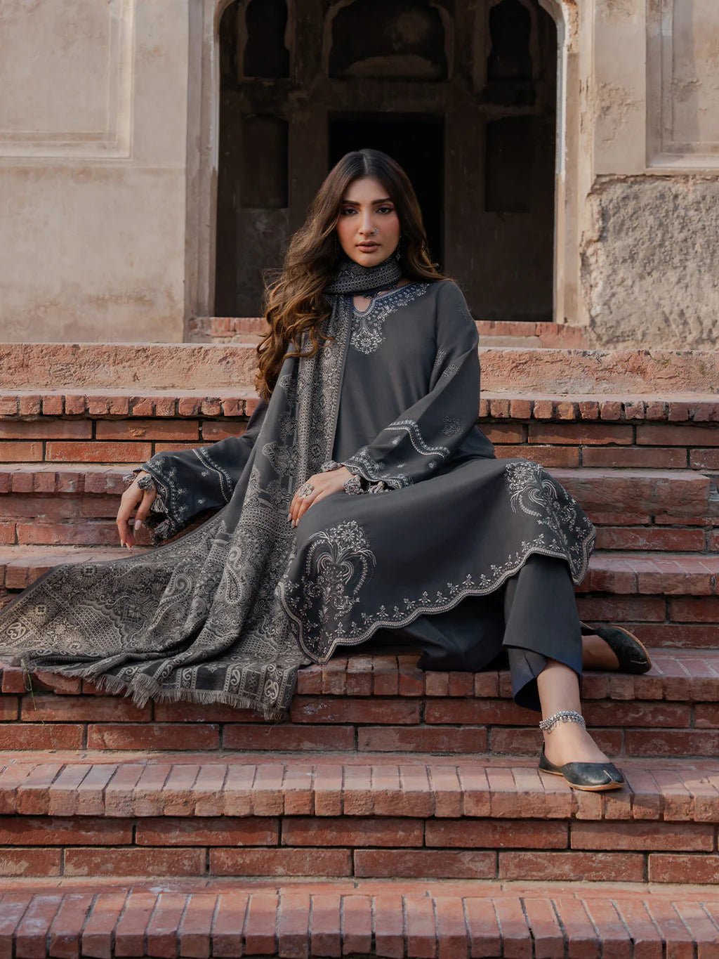 Izel Embroidered Dhanak Three Piece IZL-85